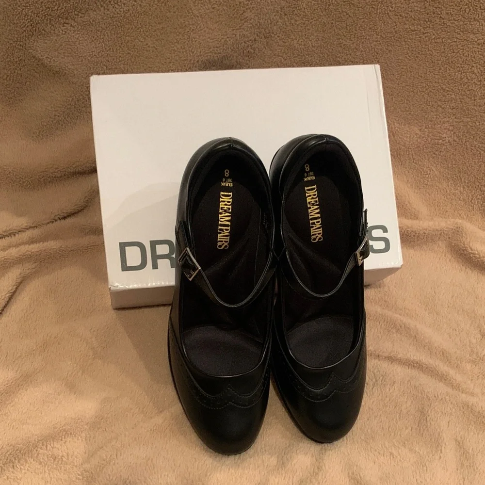 Dream Pairs Edena Round Toe Black Mary Jane Pumps - Picture 2 of 4